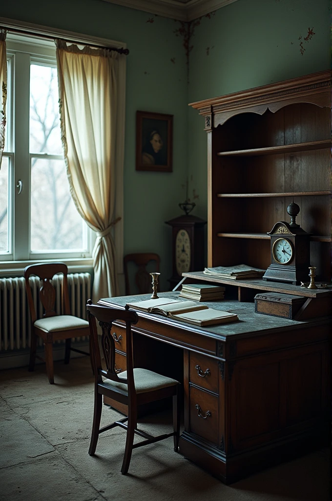 Design an interior photo of an old orphanage for me 