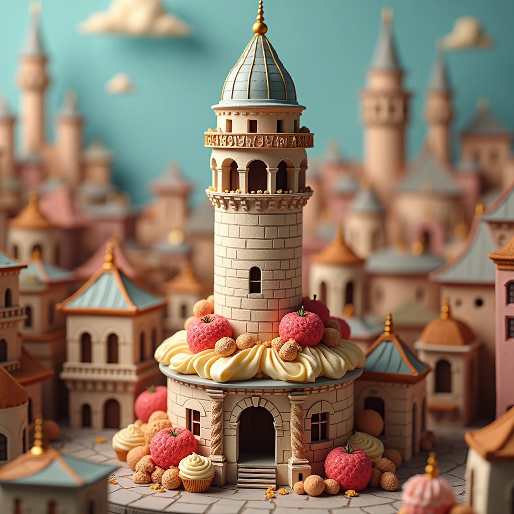 imagine Galata Tower in Istanbul as a cup cake
