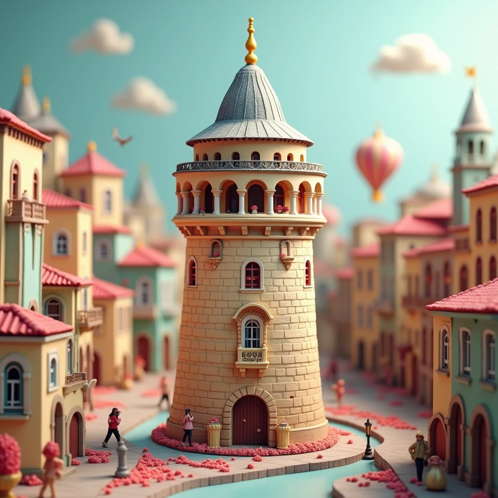 imagine Galata Tower in Istanbul as a cup cake