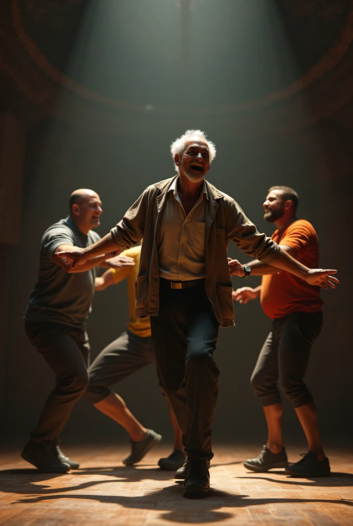 52 years man dance with a 4 man