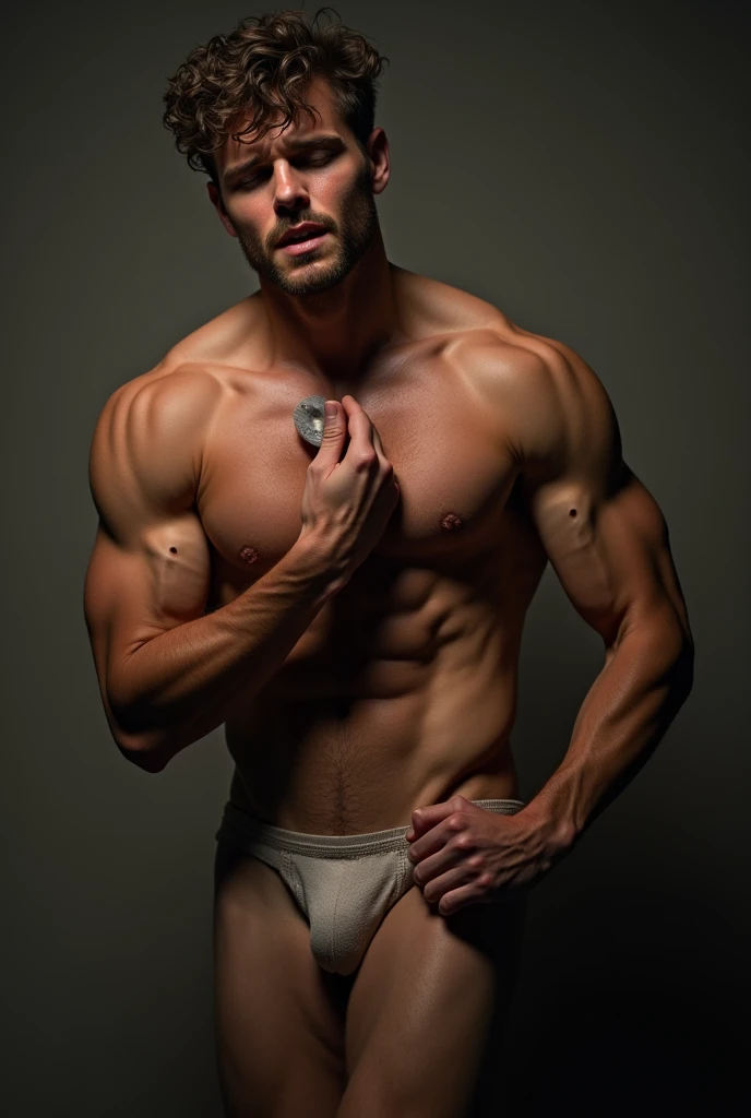 Muscle man masturbating naked hot