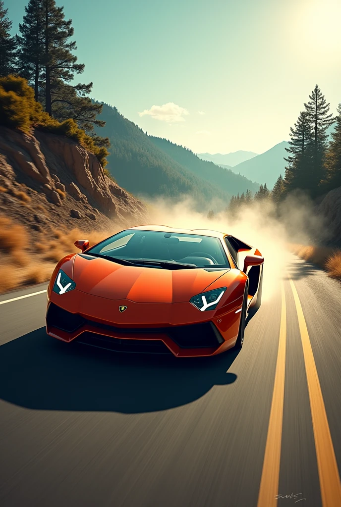 Lamborghini car driving is tiger