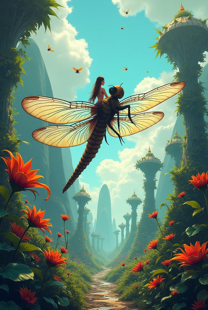 You dream of riding a large dragonfly in a garden that is completely foreign to you. Most of the plants around you look strange and odd.Several bees and other insects of giant size are also around the area. Sketches that are easier and easier to color