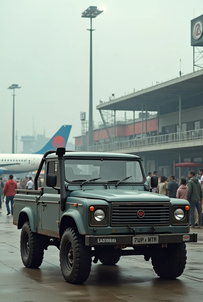 Grey Canadian truck in punjab delhi airport