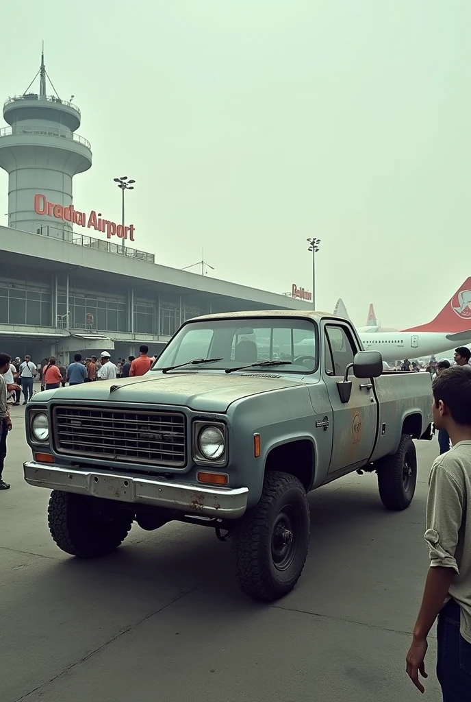 Grey Canadian truck in punjab delhi airport