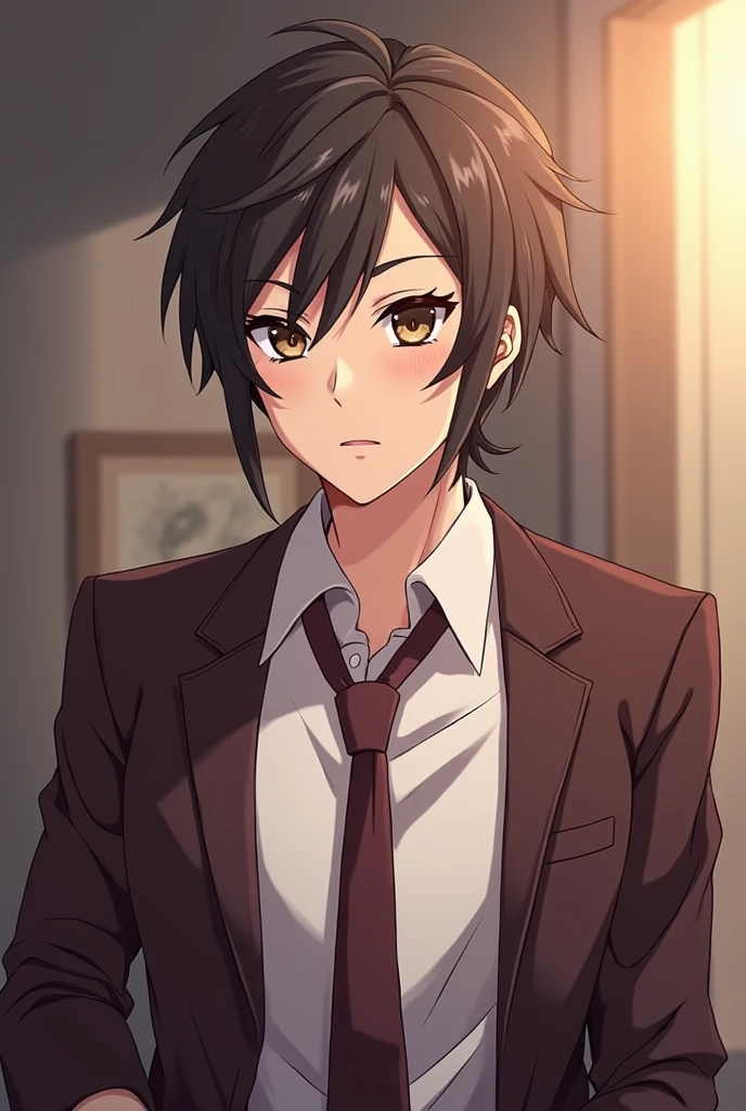 A handsome anime boys shows big penis