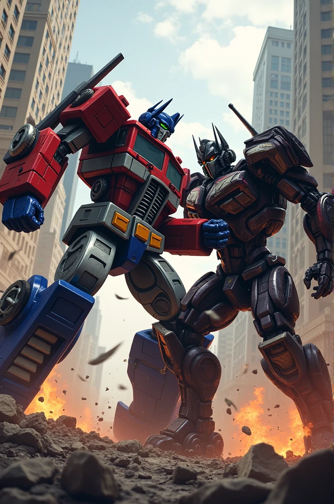 Optimus prime punching megatron