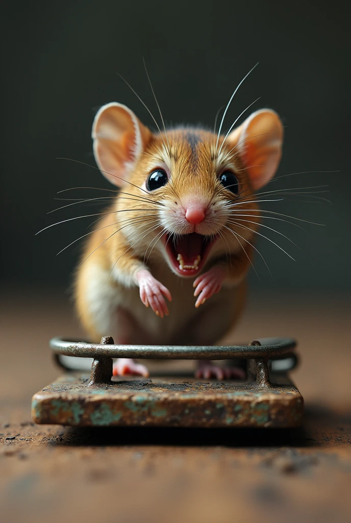 Mouse caught in mousetrap
