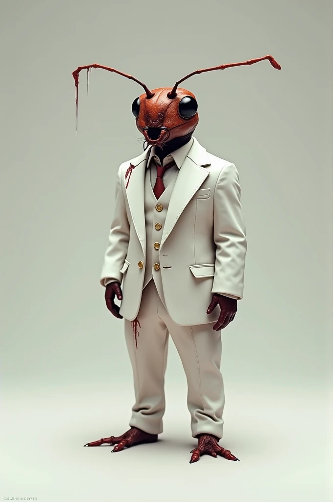 Bloody ant in white suit