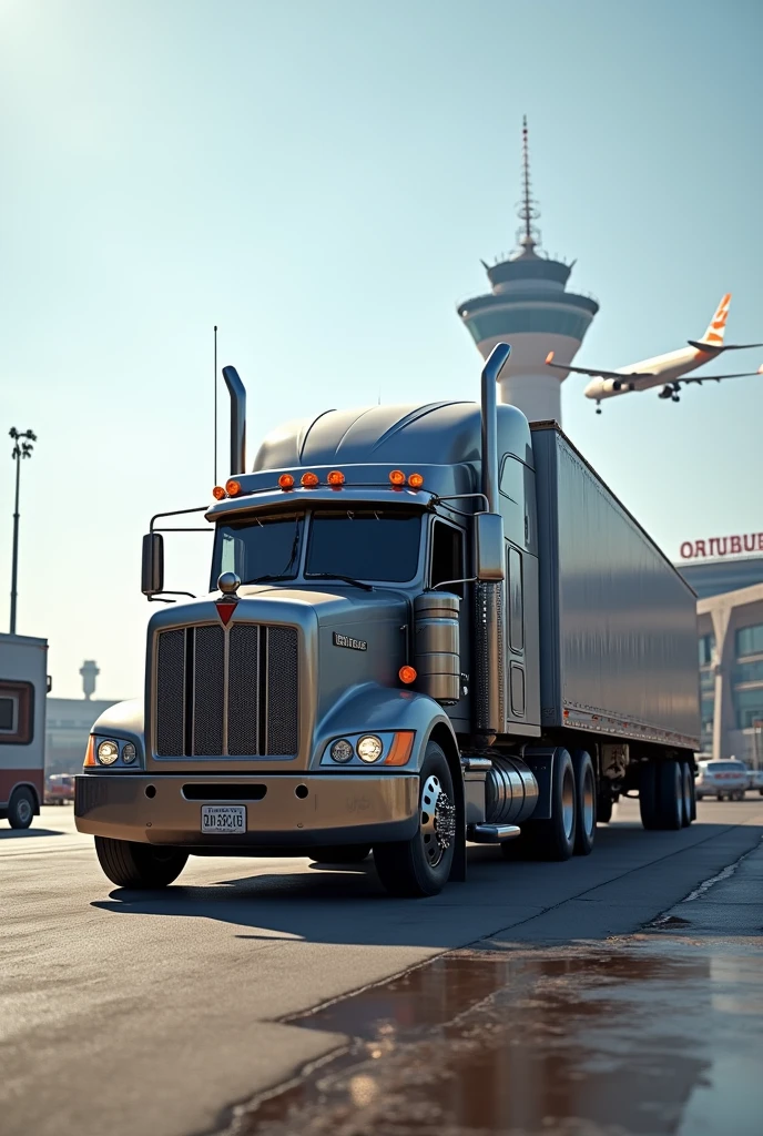 Grey Canadian long truck in punjab delhi airport