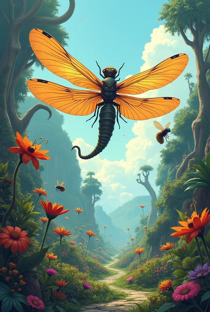 You dream of riding a large dragonfly in a garden that is completely foreign to you. Most of the plants around you look strange and odd.Several bees and other insects of giant size are also around the area. Easier and easier sketches