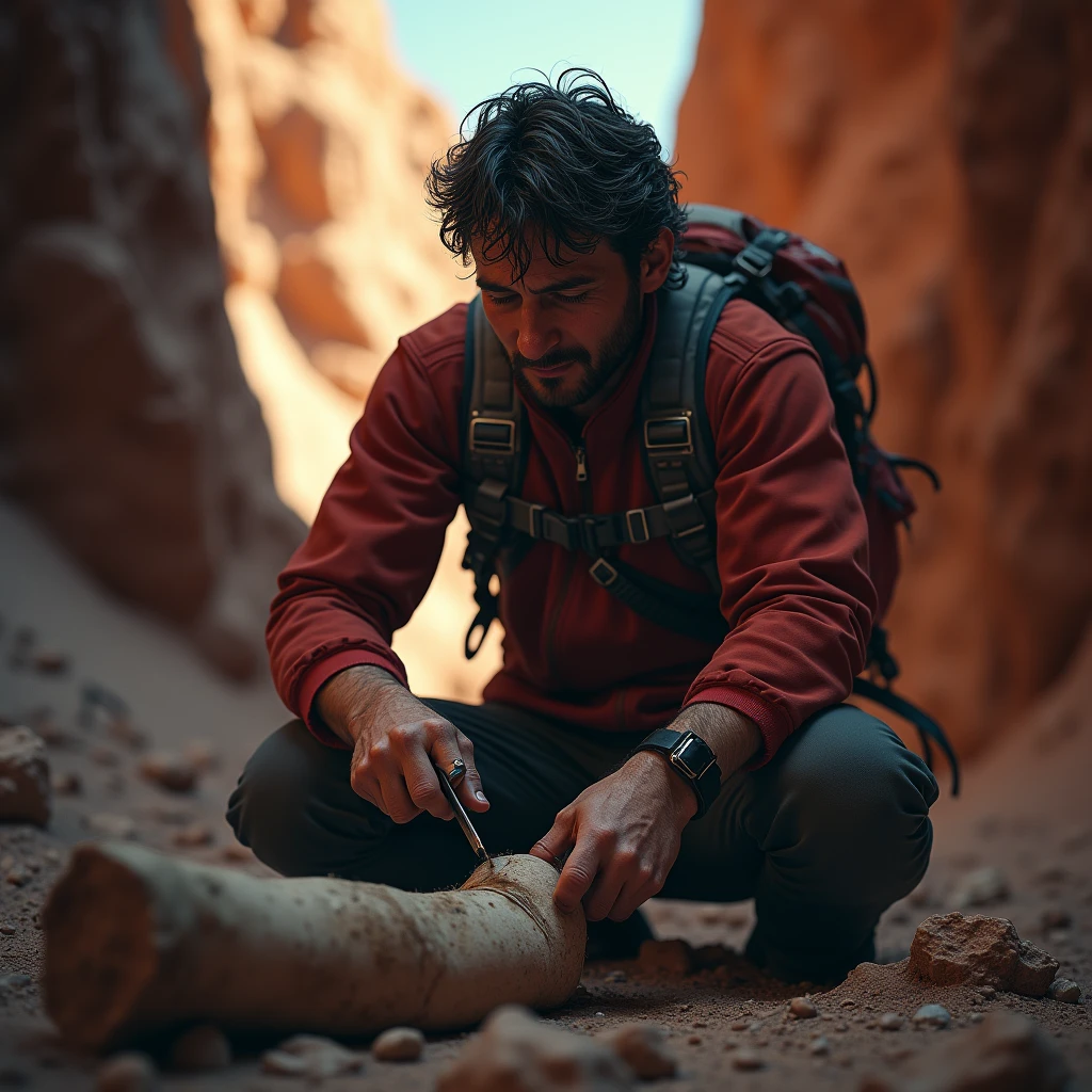 Aron Ralston cutting his arm