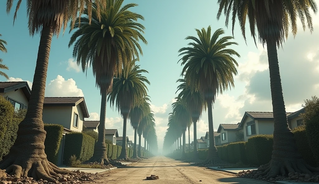 Palm trees destroy houses