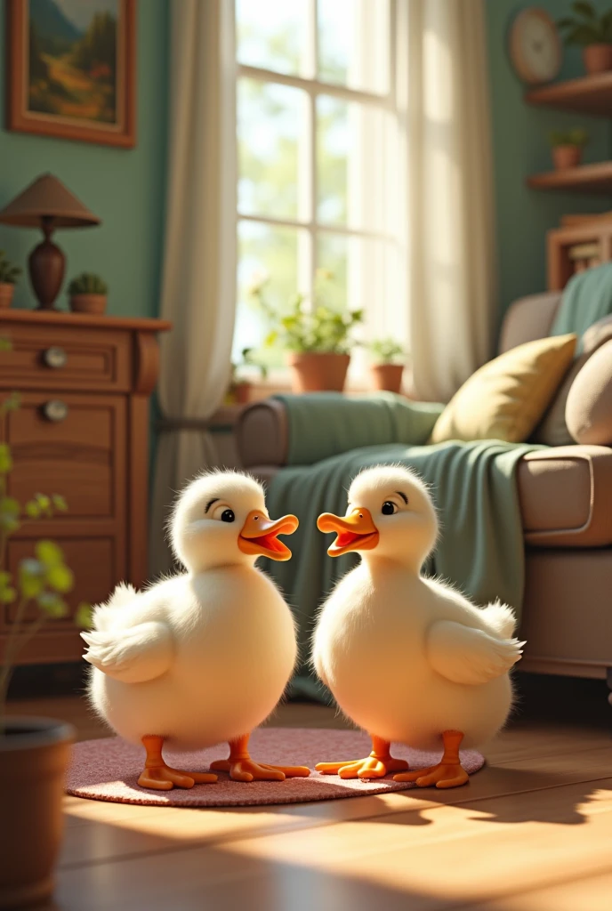 Tow ducks in a house