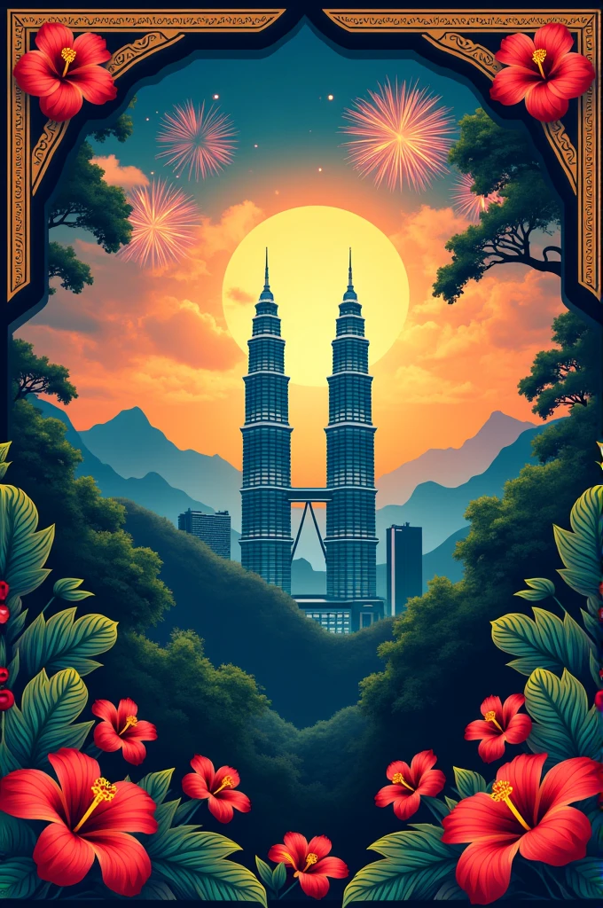 Malaysia independence poster, Square frame