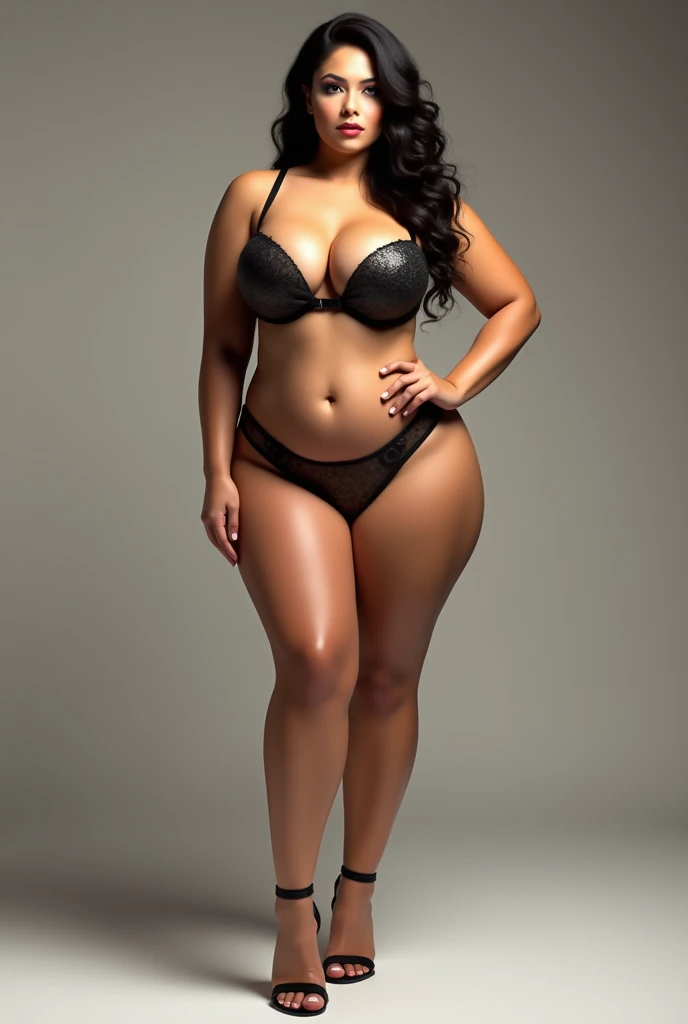 Sexy big breasts, voluptuous clothes, slim legs, long thongs, high heels