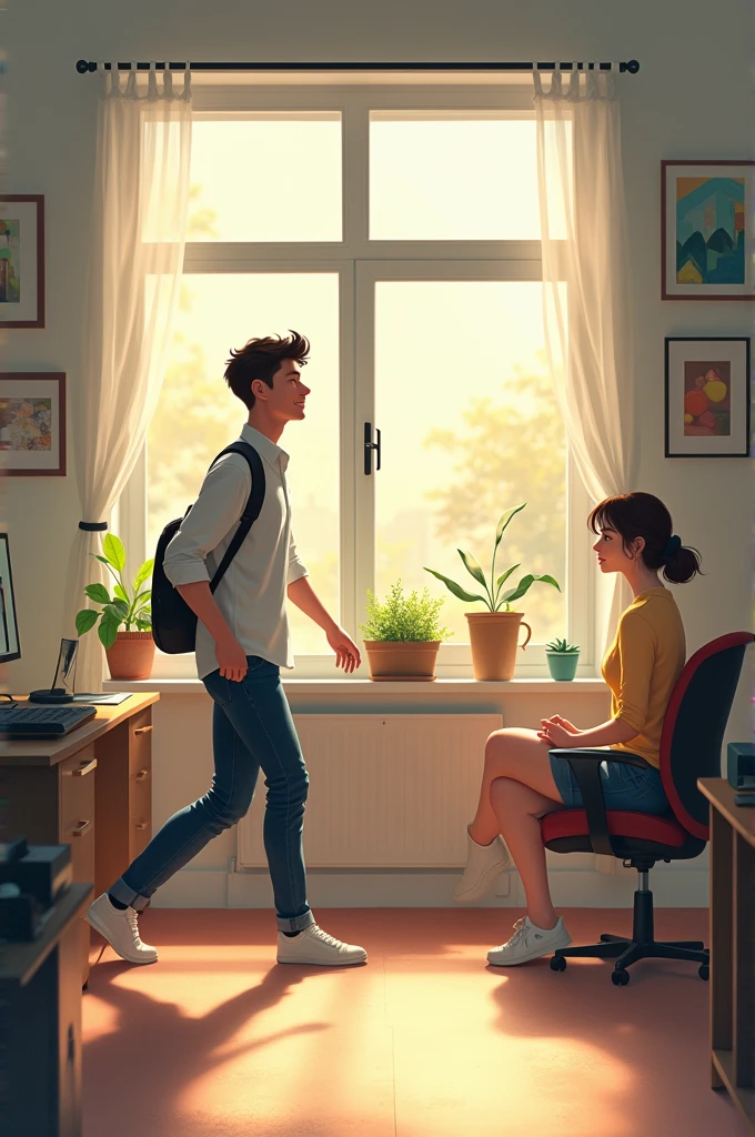 The boy returning to his office with a lighter step and the girl looking out of her window with a serene smile. Scenes of their everyday life with a sense of peace and resolution.