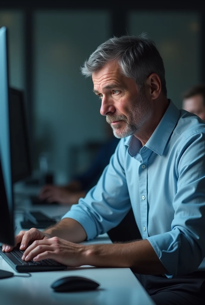 Able to work　male　Touching a computer