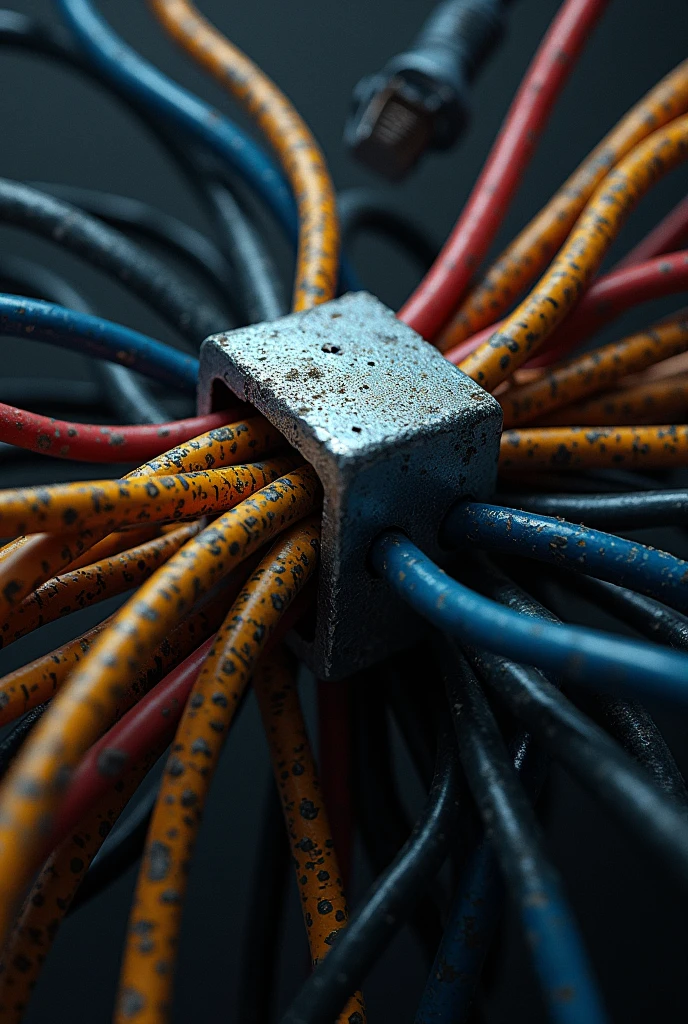 Give me the images of a tie of electrical cables with an electric clamp