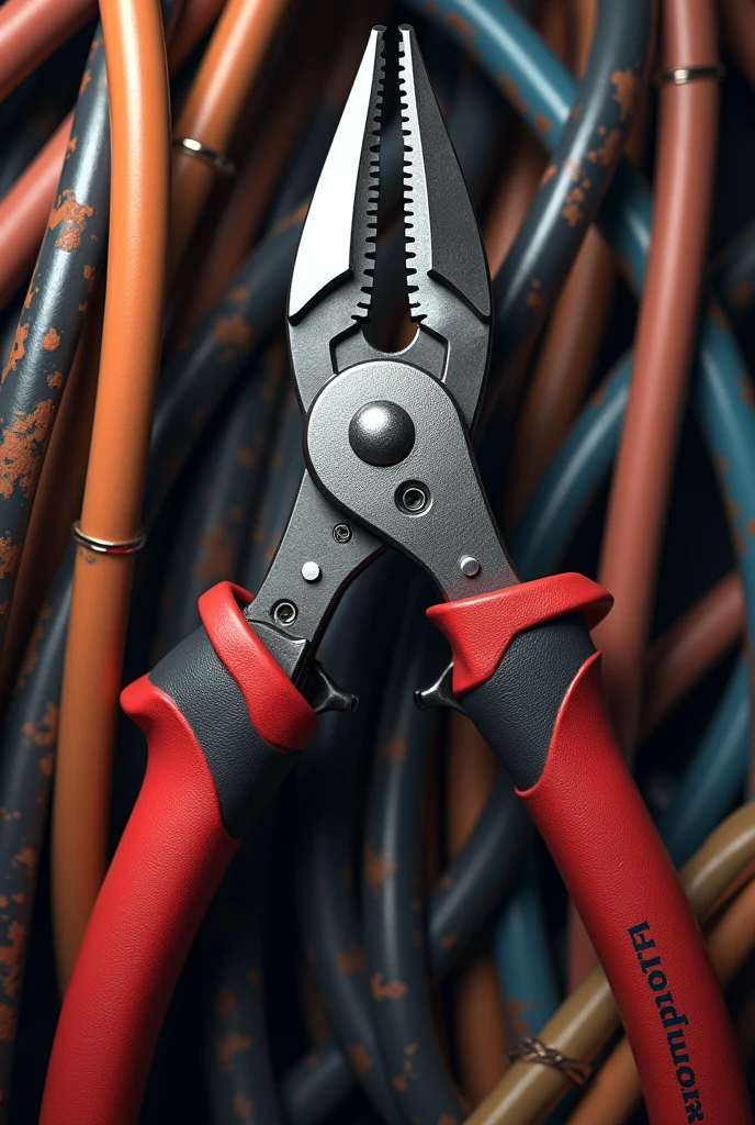 Image of an electrician's pliers and electrical cables