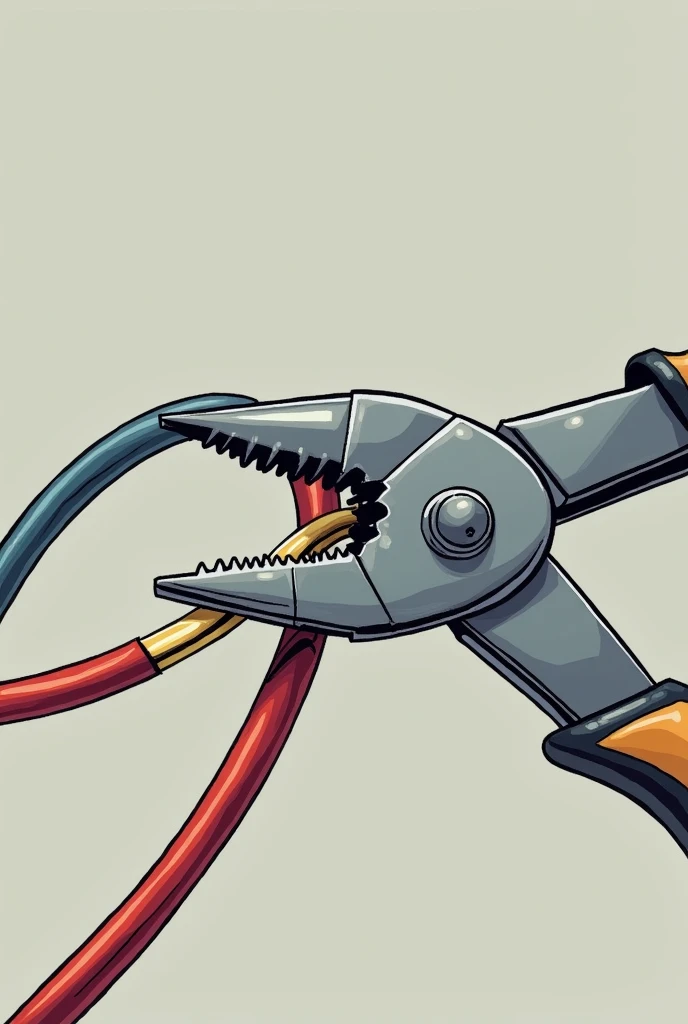 Image of an electrician's pliers interlacing two electrical cables