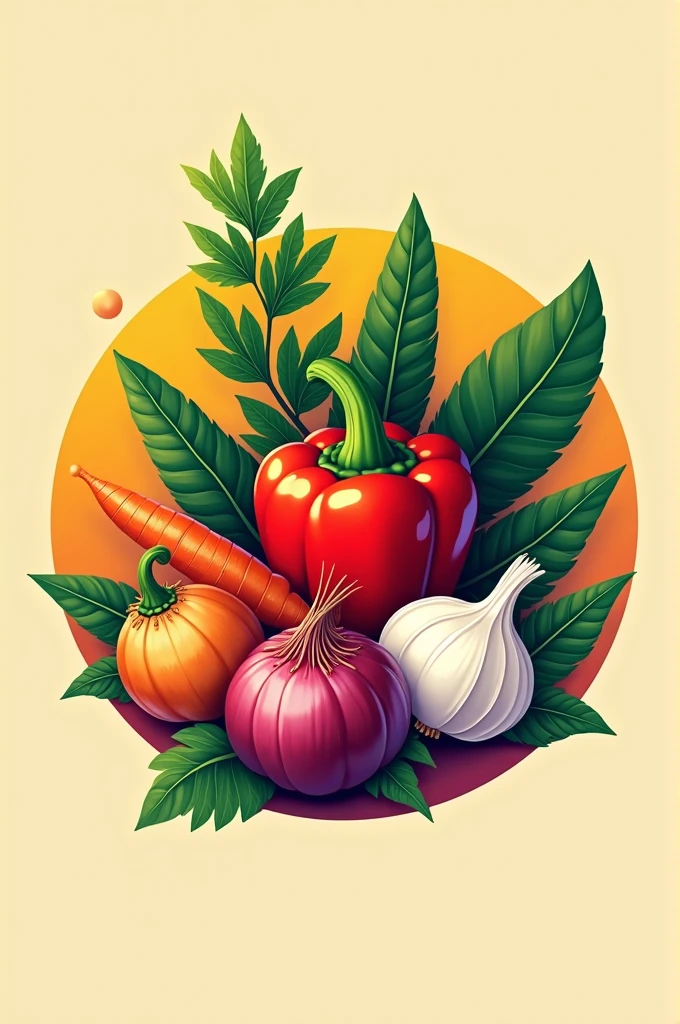 Unique logo , cocking, carrots, capsicum,red , chilli, coriander, onion, garlic,ginger,meat,egg,etc
