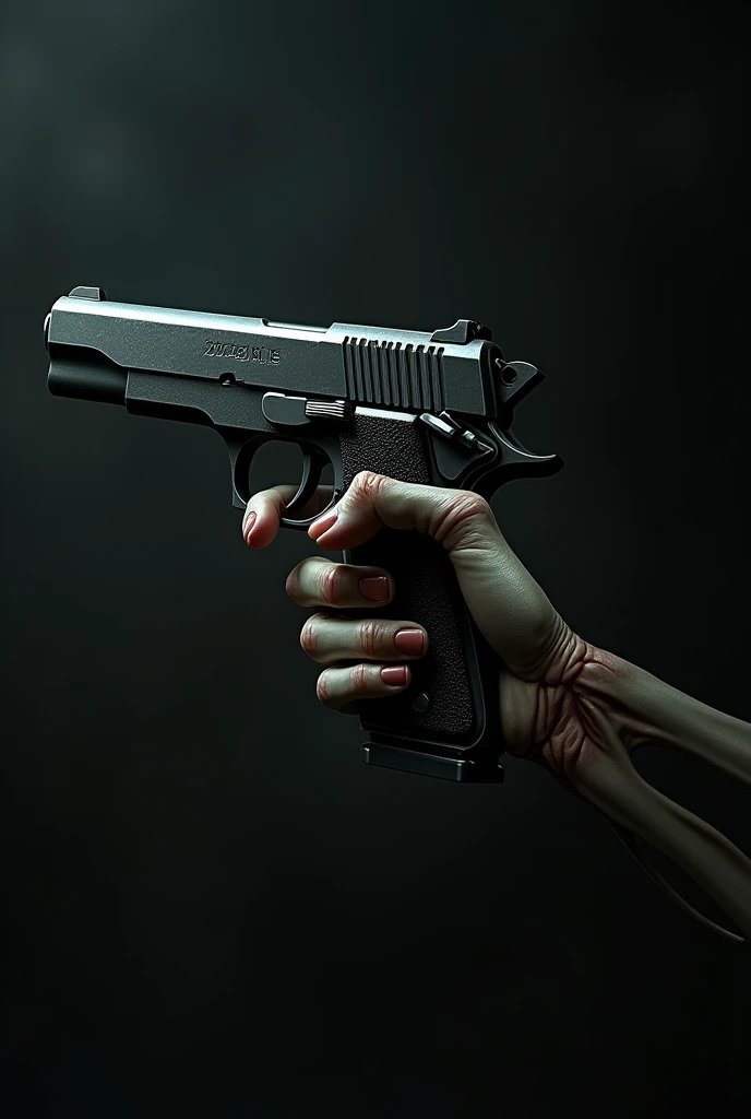 Skinny hand with pistol