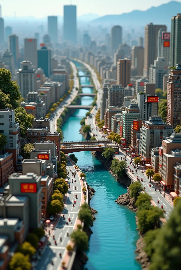 A diorama of Tokyo's wards seen from above