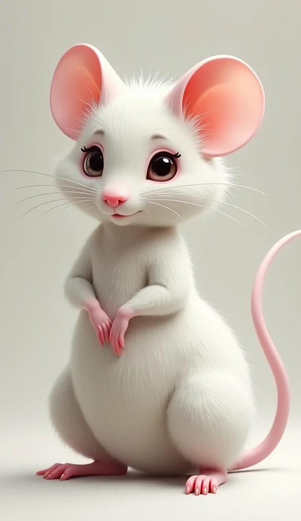 female mouse, white hair, big breasts, slim waist, full body, from head to toe, very detailed, very realistic,