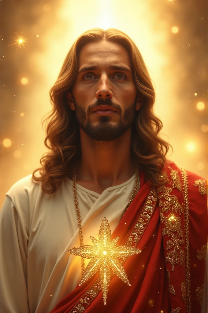 A beautiful Jesus is a very beautiful figure dressed in diamond gold Create the most beautiful professional photos