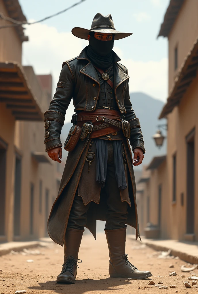 member of the assassins creed assassins wearing a Mexican revolutionary outfit with a retractable blade on his left forearm