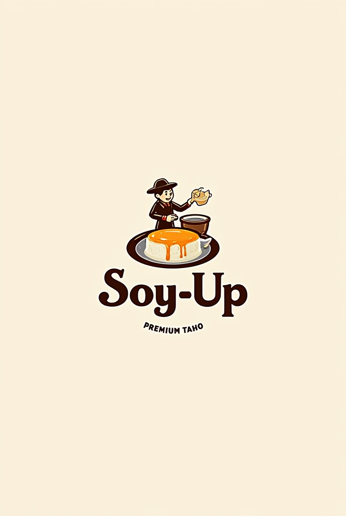 logo of our product taho, with a name of Soy-Up make it bigger and also put Premium Taho but smaller. enhance and clearer