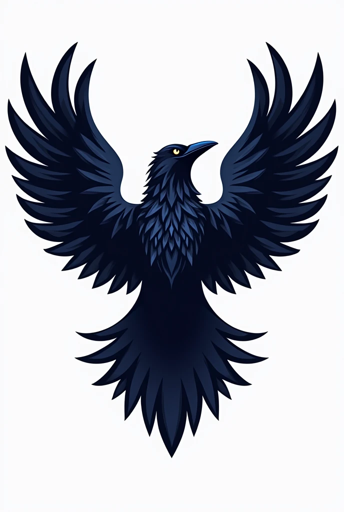 Mascot logo of a raven with open wings