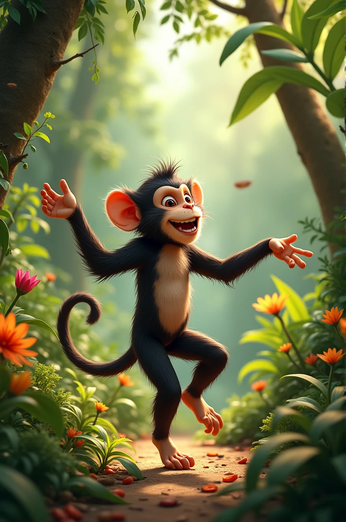 Monkey dance in nature of tha plant