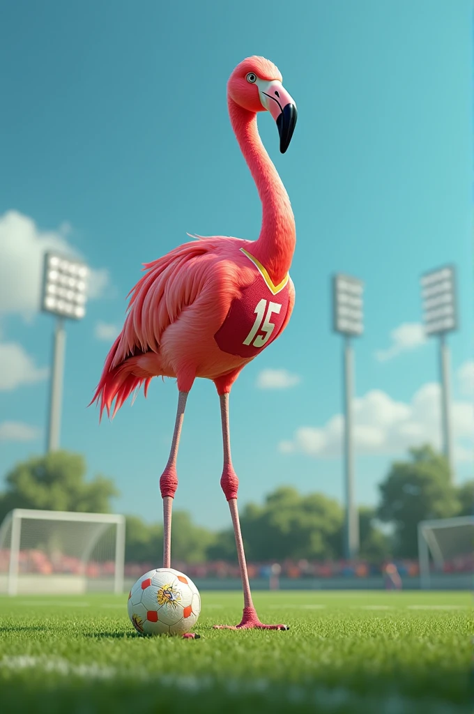 Football playing flamingo
