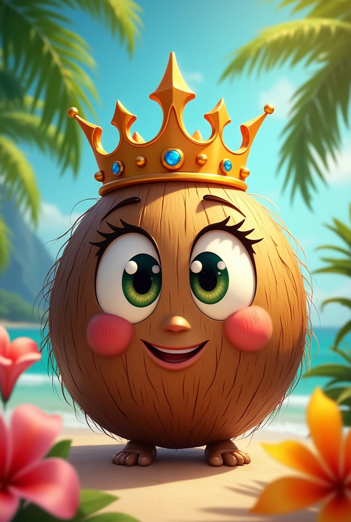 Coconut that has eyes and wear crown