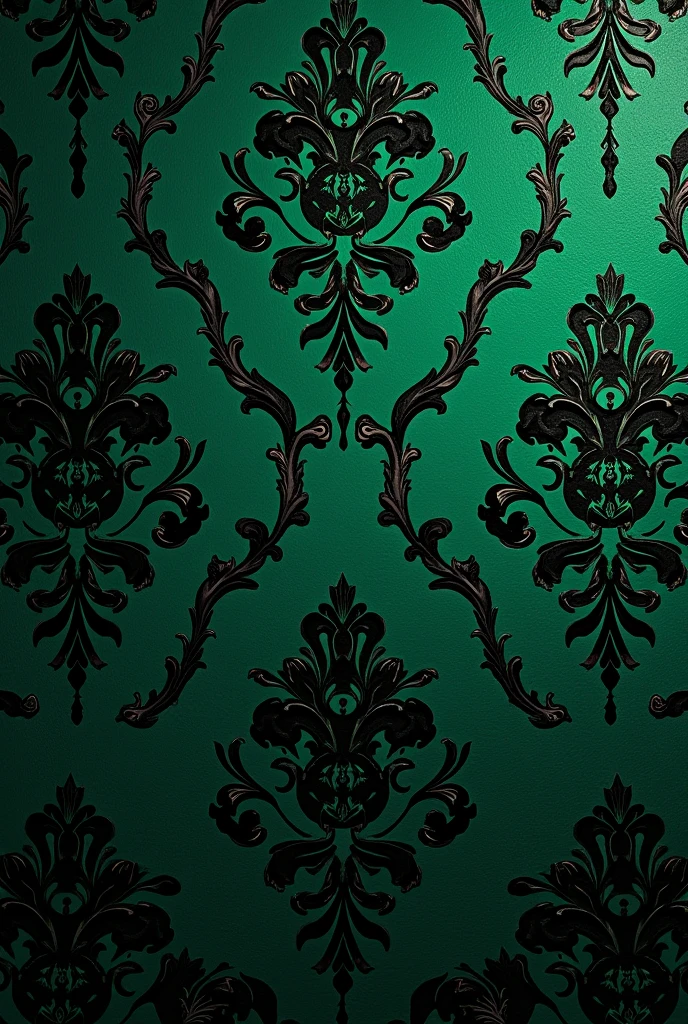 Green Damask with black accents