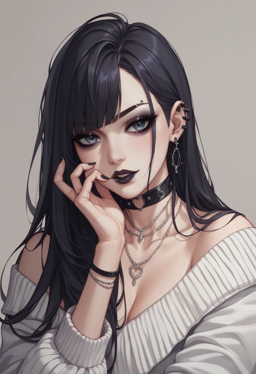 anime、pretty girl、Highest quality、10,000 beautiful hairs、Goth looks beautiful、Please note down all the details carefully、Black nail polish