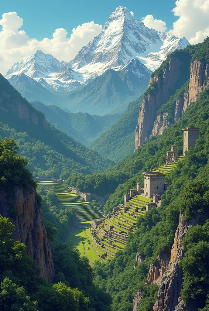 Illustration of Peru and its wonders in drawing