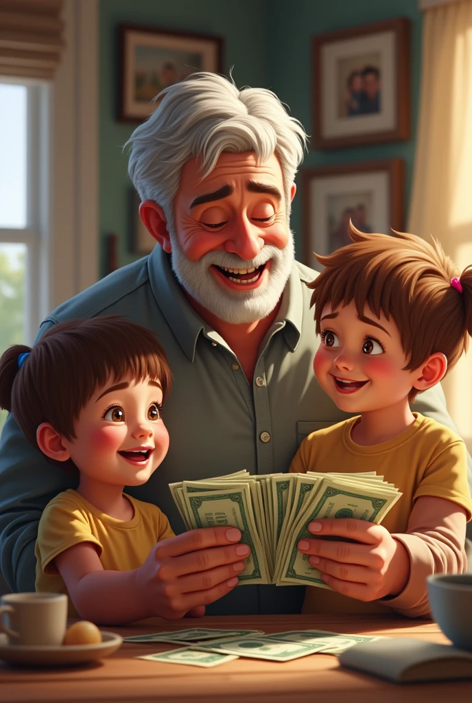 Dad give money to children