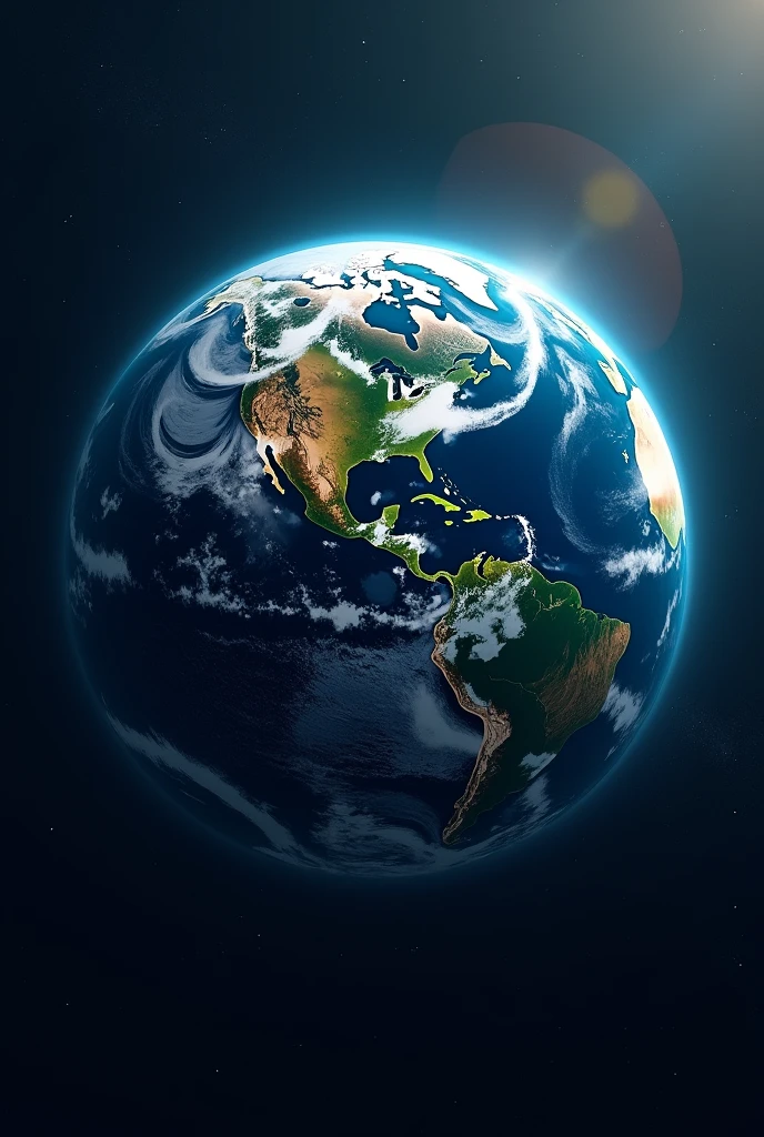 (photorealism:1.2), Create a breathtaking view of Earth as seen from space, showcasing the planet's natural beauty. The Earth should be illuminated by soft sunlight, with vibrant blue oceans, lush green continents, and swirling white clouds. The view should include a glowing atmosphere that gives the planet a serene, peaceful aura. In the background, the deep, dark space is speckled with distant stars, and a faint glow from the Milky Way galaxy can be seen. The overall aesthetic should evoke a sense of wonder, tranquility, and the fragile beauty of our planet."