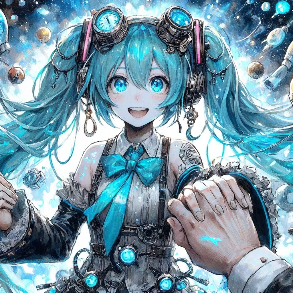 Blue hair anime girl、Wearing steampunk glasses、Holding hands, Anime Style 4k, anime wallpaper 4k, anime wallpaper 4k, anime art wallpaper 4k, anime art wallpaper 4k, Nightcore, Vocaloid, Anime Art Wallpapers 8K, Best anime 4k konachan wallpaper, Mikudayo, 4k anime wallpaper, Ultra HD Anime Wallpaper