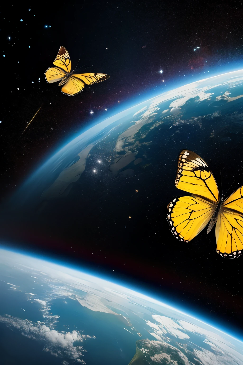 A butterfly flying in space trying to find flying butter