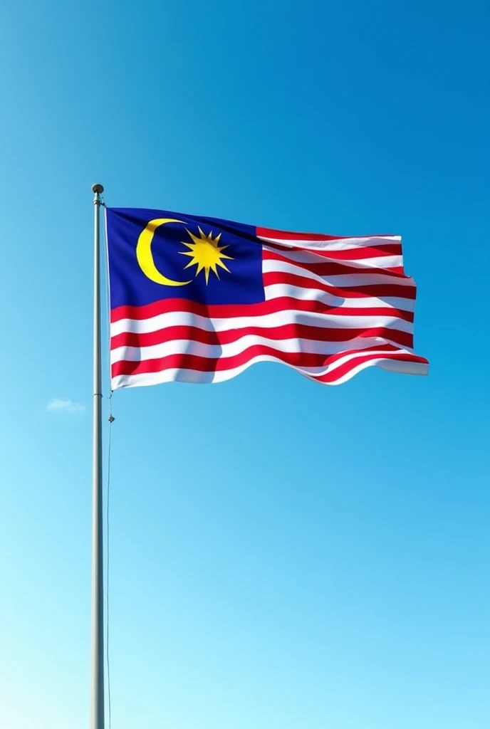 Malaysia flag waving in the sky: far away: top position in the photo