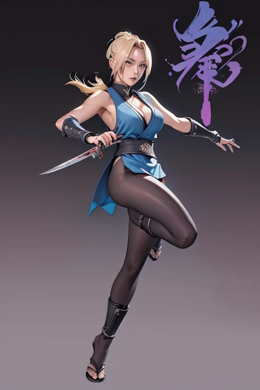 Highest quality,Ultra HD,Best AI Images, Full body photo,(Beautiful face like a Japanese actress), ((Blonde 1.2)),Japan no Kunoichi, Covert behavior, Female Ninja, ((Dagger fight scene)),Dagger fight scene1.3,portrait of japanese woman, , Trending on deviantart, ((Grey short ninja costume 1.5)),((Sexy Kunoichi,Big Breasts)), Japanese spy, Cel animation style, (Beautiful Face 1.5), Key Visual, Vibrant, (((Night Castle Background 1.5))), Very detailed, growing up,