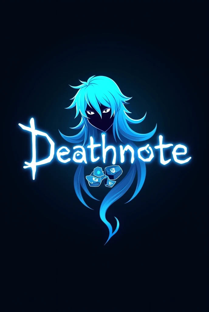 This is a gaming logo that features the name “DEATHNOTE” in a futuristic font and a blue color. and GOST Anime avtar, The logo also has a stylized controller icon and a YouTube play button in the background. The logo is designed to be attractive and eye-catching, and to appeal to gaming enthusiasts and YouTube viewers.