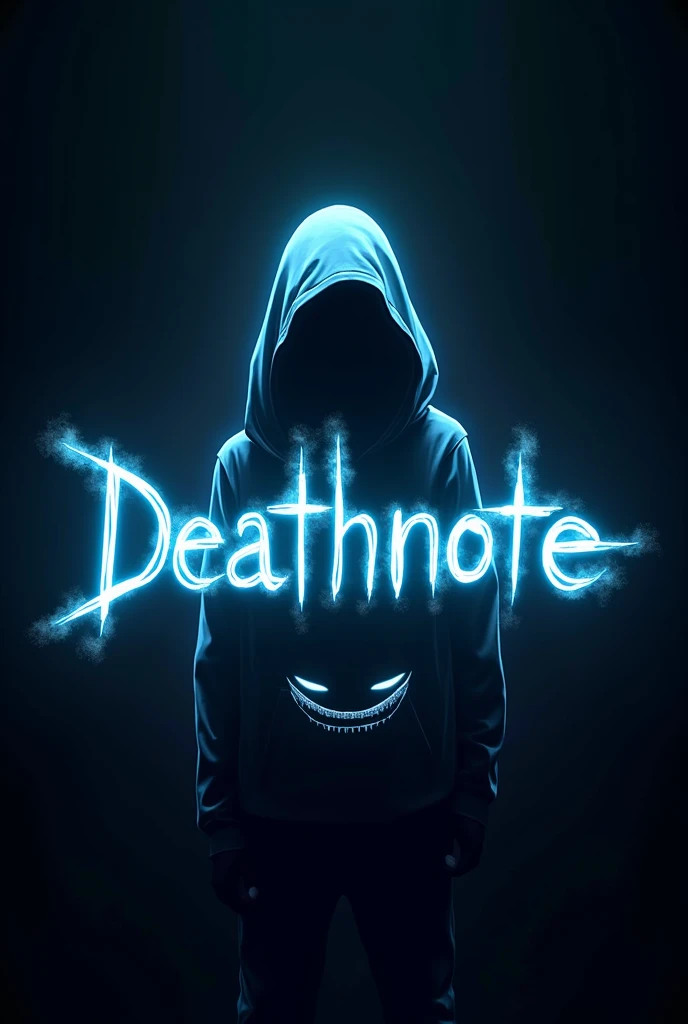 This is a gaming logo that features the name “DEATHNOTE” in a futuristic font and a  blue color. and scary gost Anime avtar, The logo also has a stylized controller icon and a scary in the background. The logo is designed to be attractive and eye-catching, and to appeal to gaming enthusiasts and YouTube viewers.