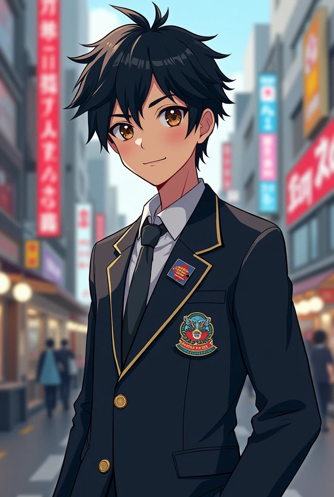 Kazuki Tanaka is a high  in Tokyo who embodies the spirit of Nintendo's philosophy. Here's a character profile for him:

Name: Kazuki Tanaka
Age: 17
Residence: kyo, Japan
Appearance: Kazuki has short, tousled black hair and bright, inquisitive brown eyes. He wears the standard high school uniform but often adds a personal touch with a Nintendo-themed pin on his blazer. He has a lean, athletic build and a friendly, approachable demeanor