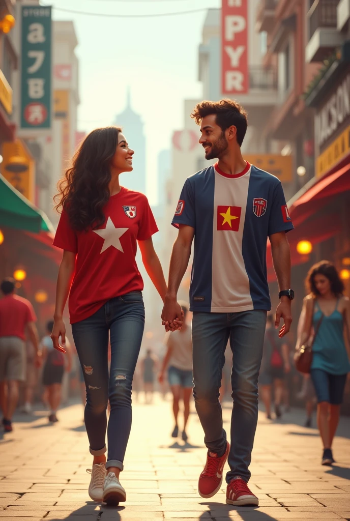 SAMKU AND HIS GIRLFRAND HERLIN, walking on streets with Jersey and portugal flag or add name front
