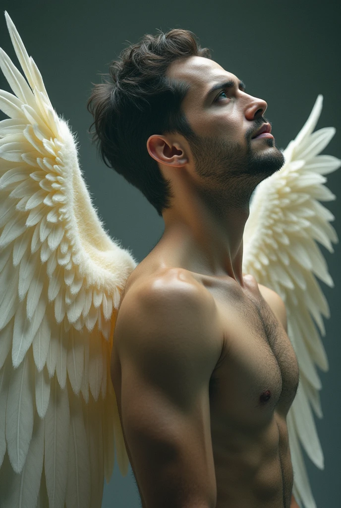Venezuelan actor, Edgar Ramirez, with angel wings on the back, ((Best Quality)), wings the same size as the body, ((detailed))